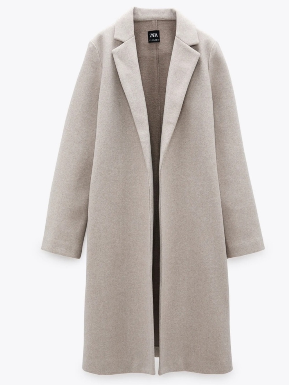 ZARA Light Beige Long Lapel Coat